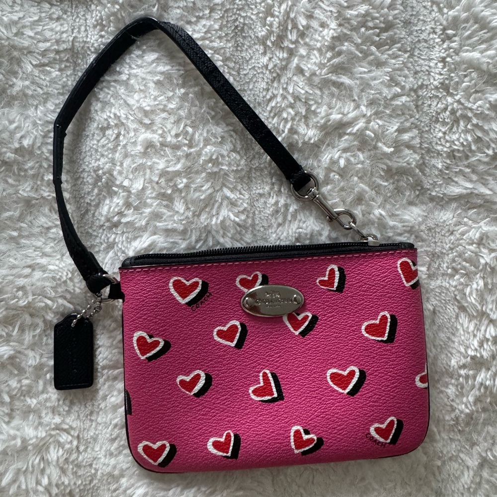 Coach Wristlet in Pink Heart Print